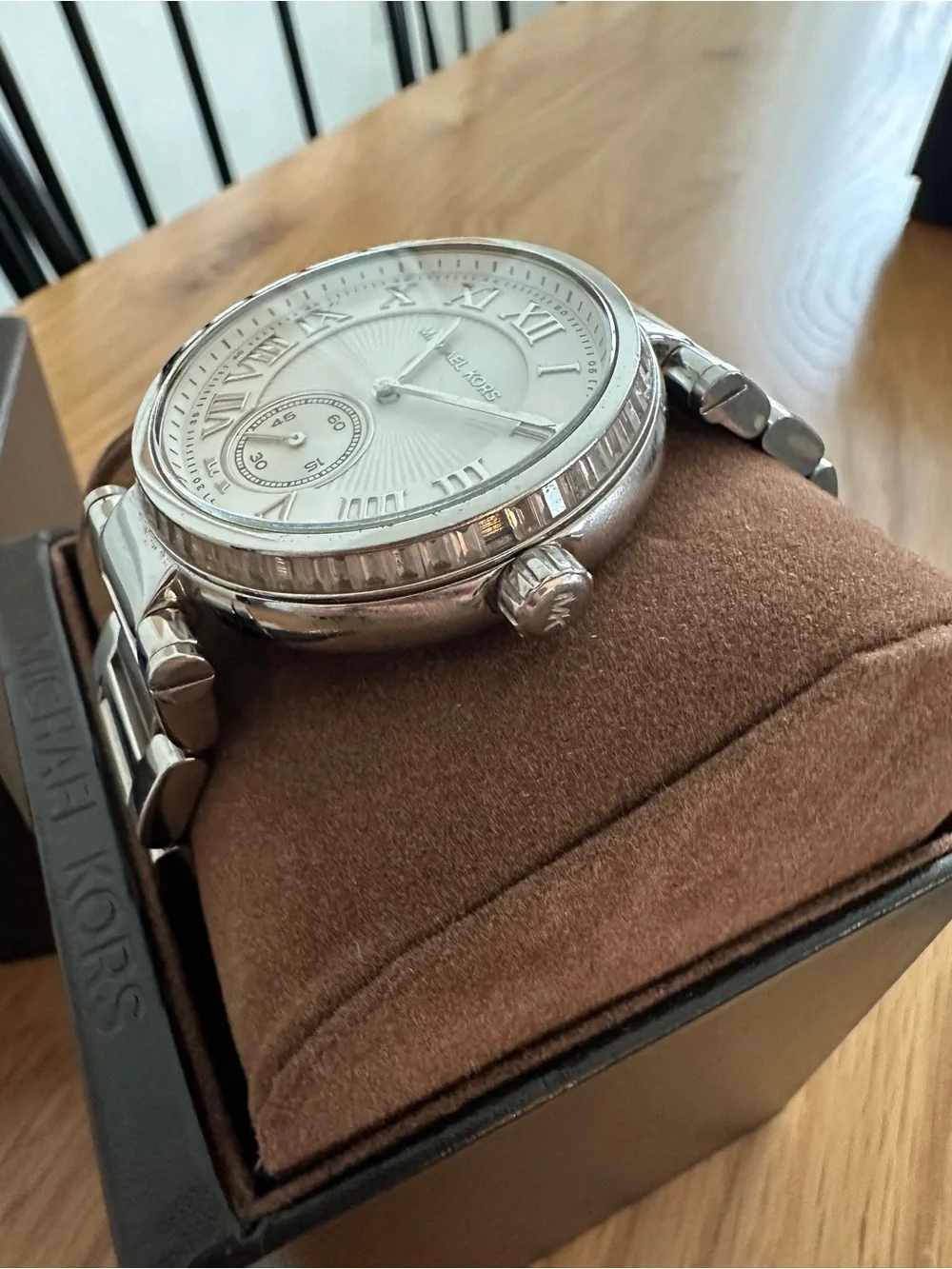 Michael Kors Men’s Silver Stainless Steel Watch with White Dial